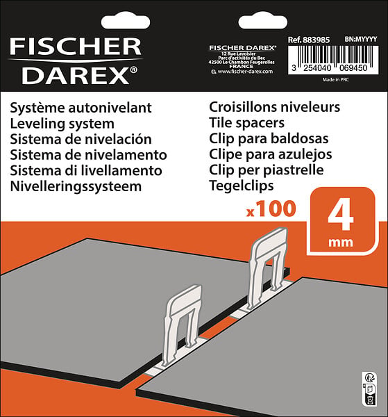 FISCHER DAREX - Croisillons niveleurs 4 mm - lot de 100 - large