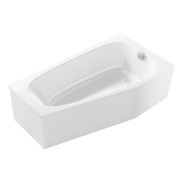 JACOB DELAFON - Baignoire bain douche 170 x 90 Bastille vidage à droite blanc mat + tablier en niche + pare-bain noir - large