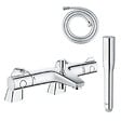 GROHE - Pack mitigeur thermostatique BD Trend avec colonnettes + Douchette 1 jet Vitalio Get Stick + Flexible 1750 mm - vignette