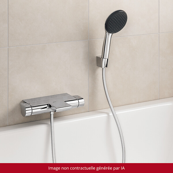 GROHE - Pack mitigeur bain douche thermostatique Grohtherm 2000 + Douchette 2 jets Start 110 + Flexible1750 mm et support - large