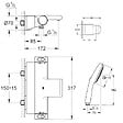 GROHE - Pack mitigeur bain douche thermostatique Grohtherm 2000 + Douchette 2 jets Start 110 + Flexible1750 mm et support - vignette