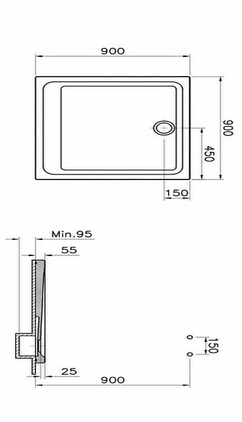 VITRA - Receveur de douche ARKITEKT carré 90x90cm antidérapant - VITRA - 5806L003M0578 - large