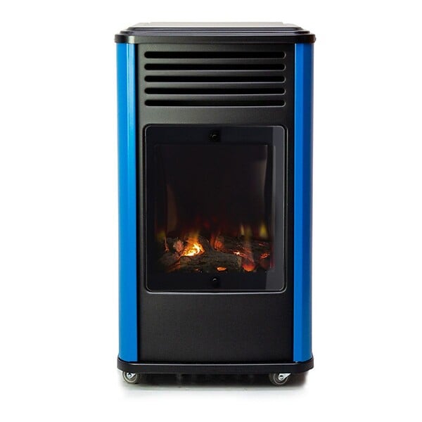 SAHARA - Poêle à gaz 3,4KW Bleu et Noir - Chauffage d'appoint effet Feu de bois Manhattan Sahara - large