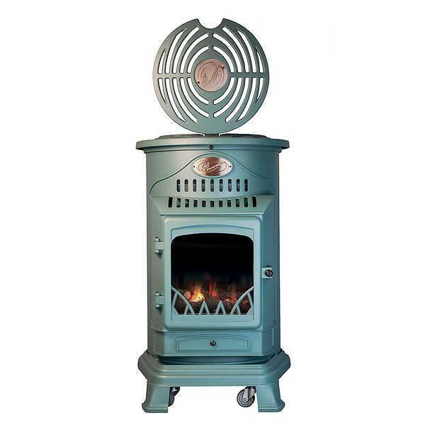 UNIVERSAL - Poêle à gaz Fonte véritable 3.4KW VERT Chauffage à gaz Effet feu de bois Provence UNIVERSAL - large