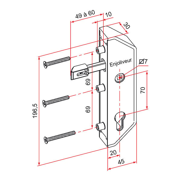 TIRARD - Serrure en retrait GJ pour cadre 30x30mm finition blanc - TIRARD - GJ791301 - large
