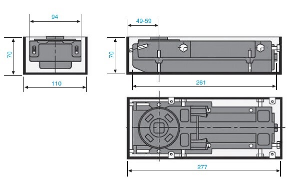 MAB - Pivot de sol 14-28Nm arrêt à  90Â° pour portes double action sans axe - MAB - 7705 - large