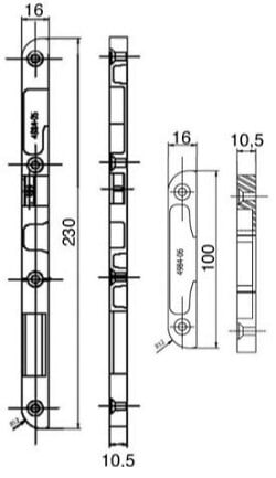 ASSA ABLOY - Jeu de 3 gâches pour serrure 20215 bouts ronds type 16 main gauche - large