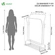 VOUNOT - Portant a vetement double avec 2 niveaux etageres chaussures 4 Crochets Lateraux 110x35x146cm metal Blanc - vignette