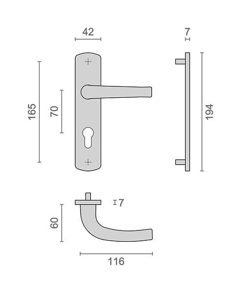 HERACLES - Ensemble sur plaques SALOME HOME entraxe 165mm clé I F9 inox - HERACLES - B-SALOME-34 - large