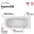 JACOB DELAFON - Pack baignoire droite 170 x 75 Elise + tablier angle + pommeau et mitigeur bain noir Aimé + pare bain noir + vidage - vignette