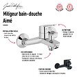 JACOB DELAFON - Pack baignoire droite 170 x 75 Elise + tablier angle + pommeau et mitigeur bain noir Aimé + pare bain noir + vidage - vignette