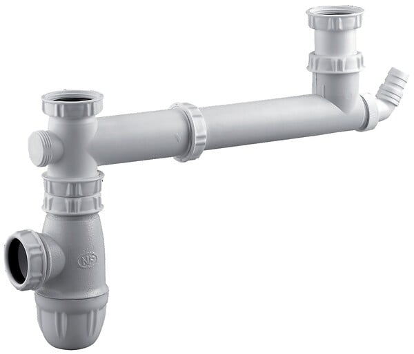 VALENTIN - Tubulure  pour évier 2 cuves entraxe 160 à  360mm avec prise MAL et siphon - VALENTIN - 00 778100 001 00 - large