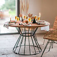 M.CEZARE - CEZARE Table Paul - 4 à 6 places - 79 x 120 x 120 cm - metal & teck - bois & noir - vignette