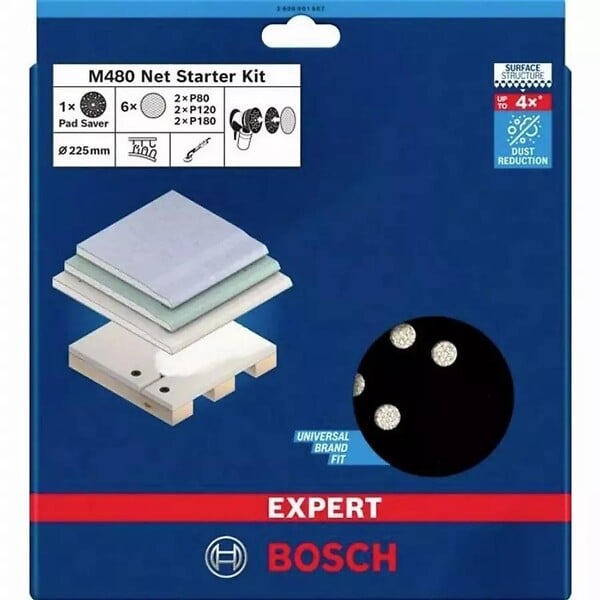 BOSCH - Lot de 6 disques abrasifs BOSCH EXPERT M480 2608901667 - Ø225mm - G80 à G180 - large