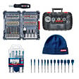 BOSCH - Kit BOSCH 5 forets expert + Assortiment d’embouts de vissage  + Coffret de scie trépan + Trousse mèches plates + Bonnet - vignette