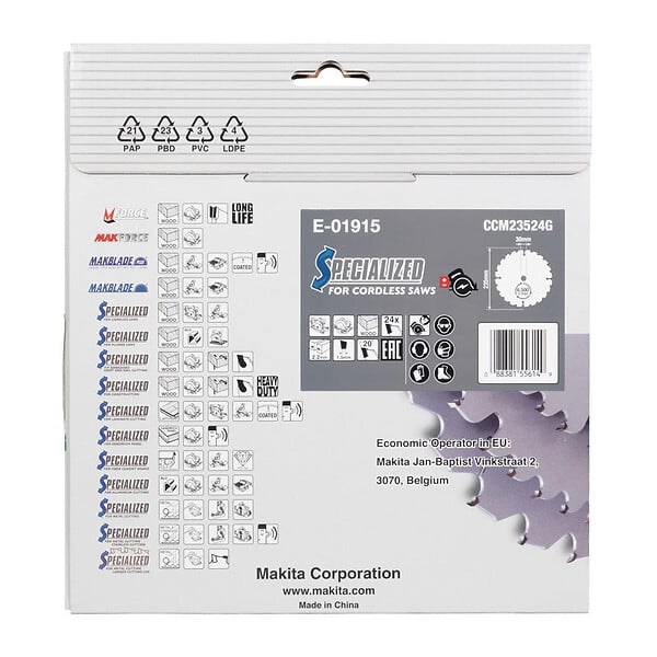 MAKITA - Lame carbure efficut MAKITA 235 x 20 mm, 24 dents, pour le bois - large