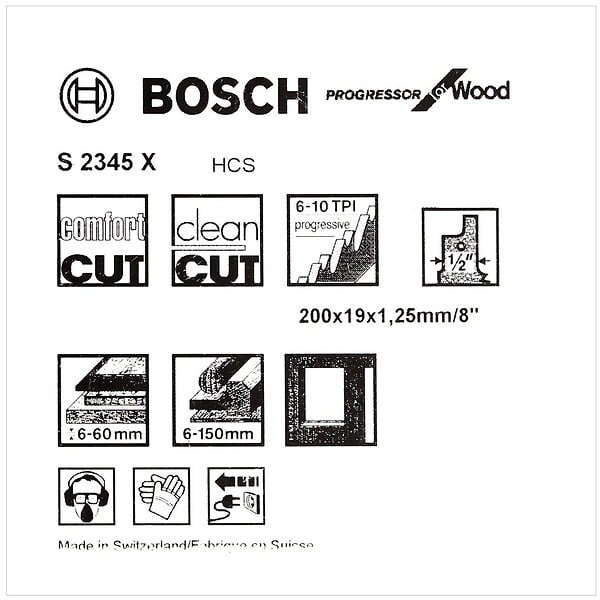 BOSCH - Lot de 5 lames de scie sabre S 2345 X BOSCH 2608654404 pour bois - large