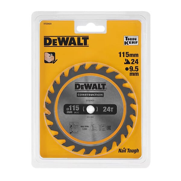 DEWALT - Lame de scie circulaire sans fil DEWALT DT20420-QZ Carbure Construction Ø115x9,5mm, 24 dents - large