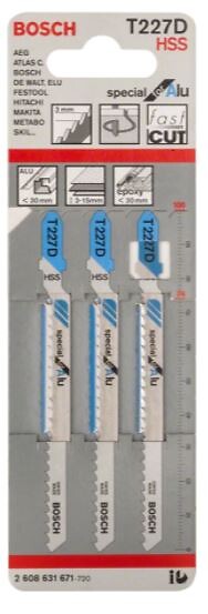 BOSCH - Lot de 5 lames de scie sauteuse T 227 D BOSCH 2608631030 Special for Alu - large