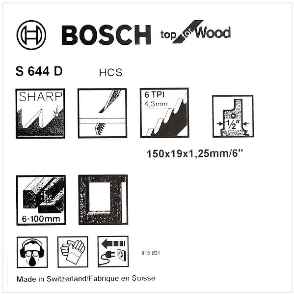 BOSCH - Lot de 5 lames de scie sabre S 644 D BOSCH 2608650673 pour bois - large