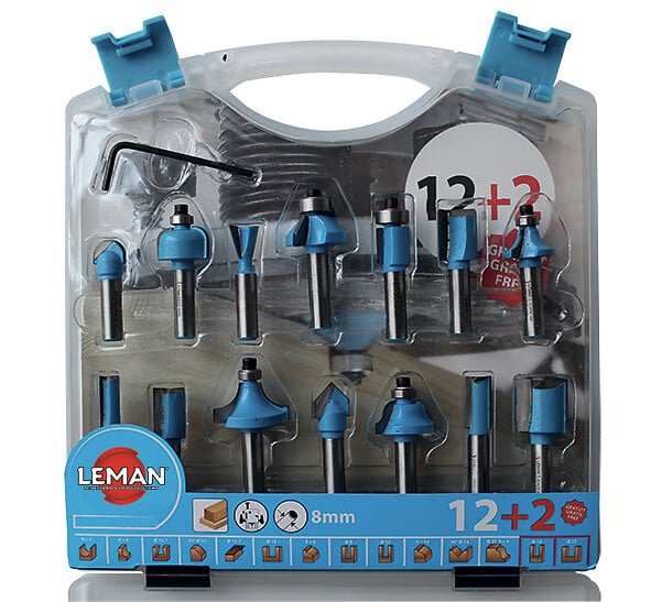 LEMAN - Coffret 12+2 Mèches de défonceuse LEMAN 428.700.14 - large