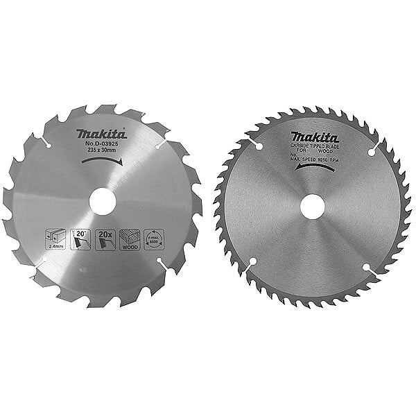 MAKITA - Lot de 2 lames carbure MAKITA D-20068 bois standard Ø 235 mm pour scies circulaires - large