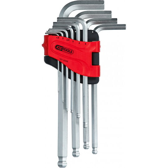 KS TOOLS - Jeu de 10 clés mâles longues coudées 6 pans et tête sphérique, 1,5 à 10 mm  - KS TOOLS - 151.5000 - large