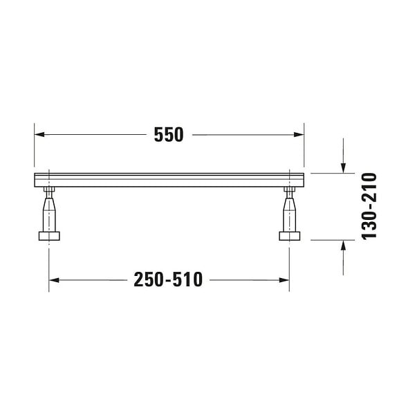 DURAVIT - Pieds pour baignoires et receveurs - Blanc - 2 pièces - Hauteur réglable de 130 mm à 210 mm - large