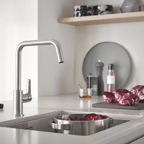 GROHE - Mitigeur évier START GROHE 30470000 QuickFix Plus - bec haut- rotation 150° - chrome - large