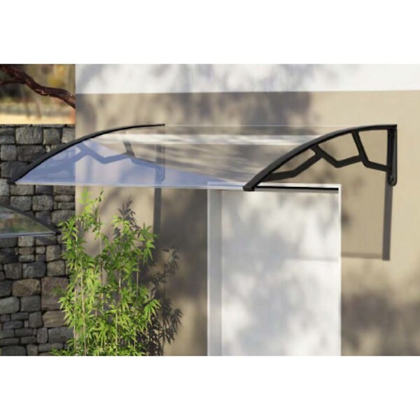 ARTPLAST - Auvent de Porte d'Entrée et fenêtre 100 x 120 cm - Polycarbonate Anti UV Marquise Extérieure Bras Polypropylène Art Plast - large
