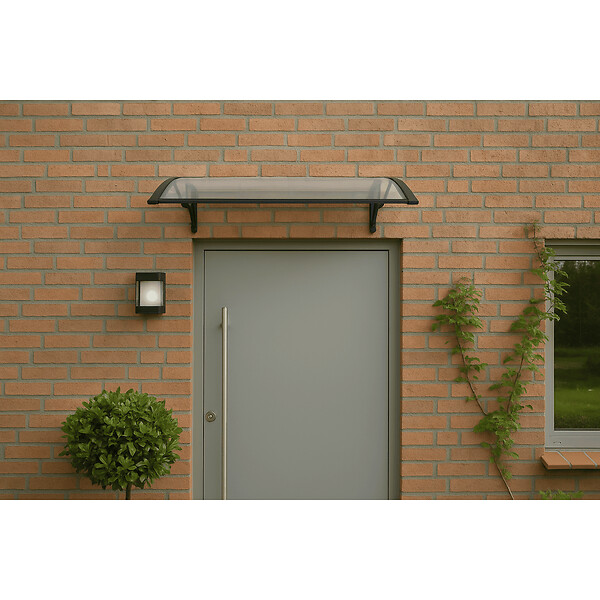 ARTPLAST - Auvent de Porte d'Entrée et fenêtre 100 x 120 cm - Polycarbonate Anti UV Marquise Extérieure Bras Polypropylène Art Plast - large