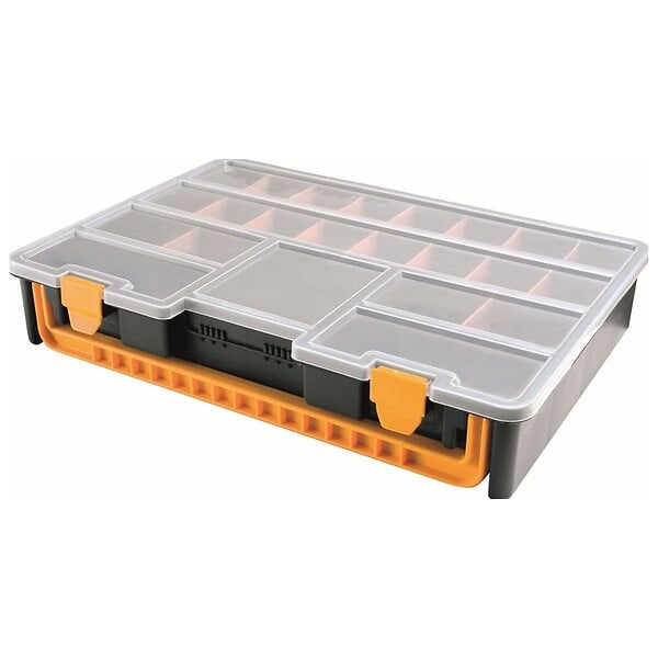 ARTPLAST - Boîte de rangement professionnelle Organiseur 23 compartiments amovibles Noir Orange 44.3 x 31.7 x 8 cm ARTPLAST - large