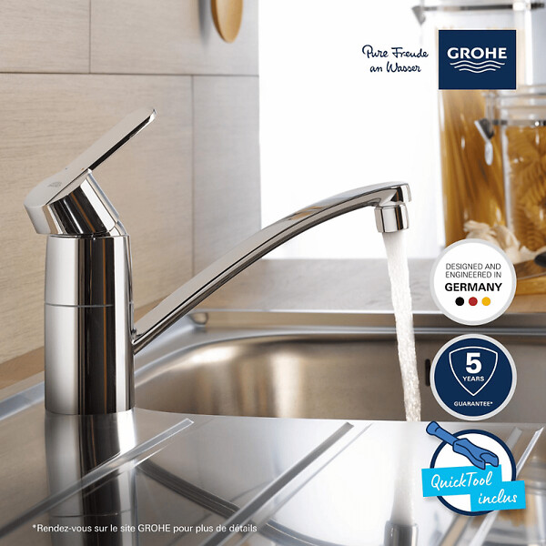 GROHE - Robinet de cuisine Get chromé + nettoyant Grohclean - large