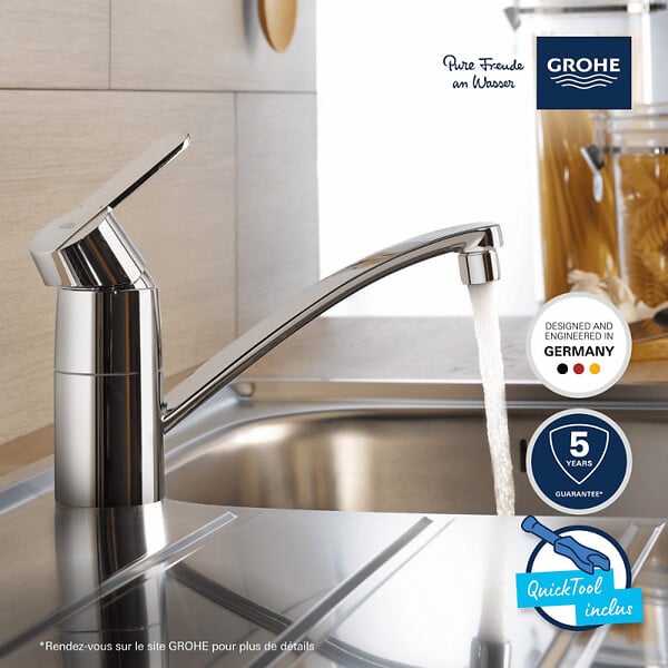 GROHE - Robinet de cuisine Get chromé + microfibre - large