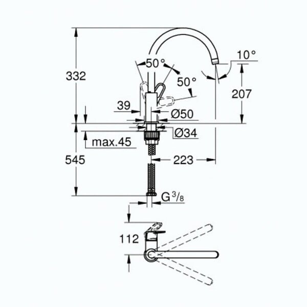 GROHE - Robinet de cuisine Start Flow Quickfix + microfibre - large