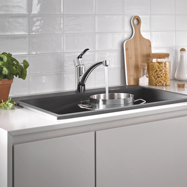 GROHE - Robinet de cuisine bec bas Start 2021 chromé + nettoyant GrohClean - large