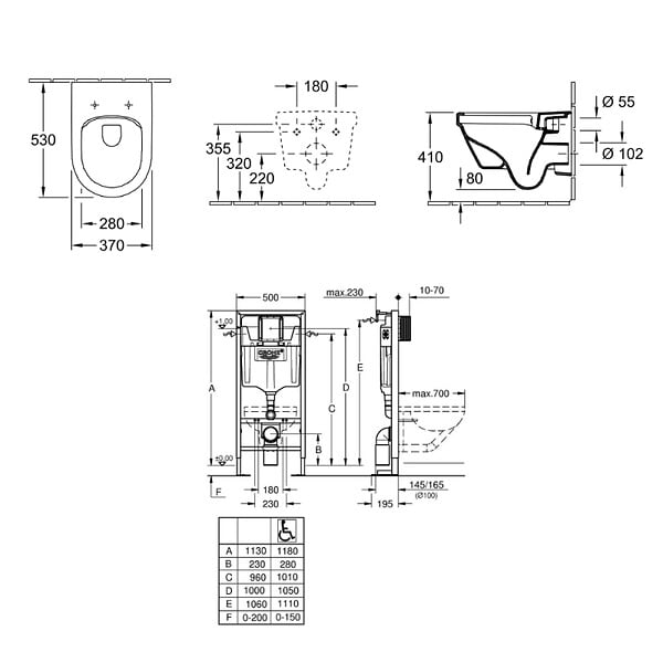 VILLEROY ET BOCH - Pack WC suspendu sans bride  Architectura Directflush+ abattant frein de chute + bâti-support Solido + plaque chromée - large