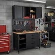 VITO - Etabli d'Atelier Garage avec Armoire de Rangement - Plan de travail Bois 2 Armoires 3 tiroirs Panneau perforé Charge 500kg VITO - vignette