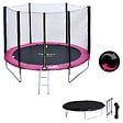 HAPPY GARDEN - Pack Premium Trampoline 245cm réversible rose / gris CANBERRA + filet, échelle, bâche et kit d'ancr - vignette