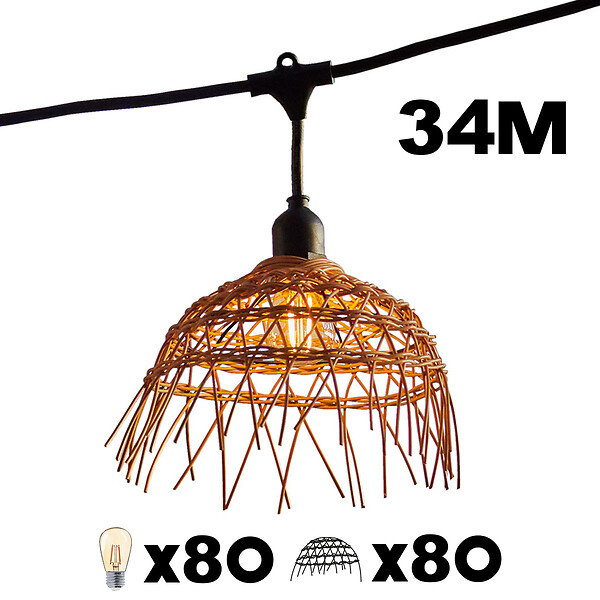 LUMISKY - Guirlande connectable HAWAII 80 ampoules E27 34 M - large