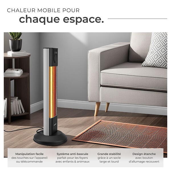TECTAKE - Radiateur infrarouge Solaris Terra 1500W avec fonction minuterie noir - large