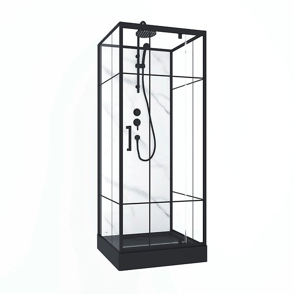 Cabine de douche alu noir - large