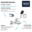 GROHE - Pack mitigeur mécanique Start Loop + Douchette 2 jets Vitalio Comfort 110 + Flexible1750 mm et support - vignette