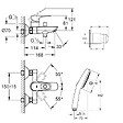 GROHE - Pack mitigeur mécanique Start Loop + Douchette 2 jets Vitalio Comfort 110 + Flexible1750 mm et support - vignette