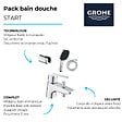 GROHE - Pack mitigeur mécanique Quickfix Start 2021 + Douchette 2 jets Vitalio Comfort 110 + Flexible1750 mm et support - vignette