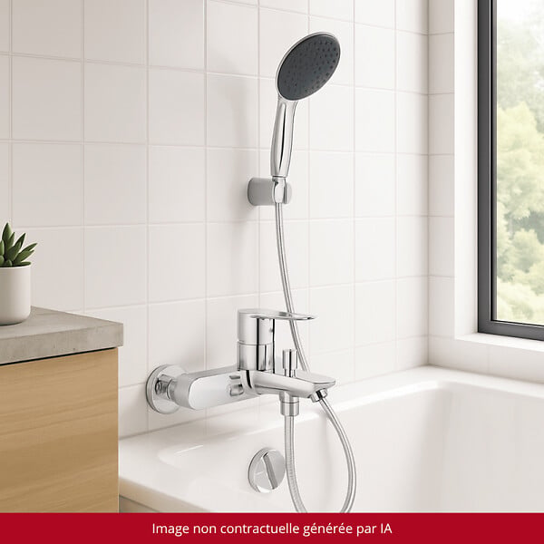 GROHE - Pack mitigeur mécanique Start Loop + Douchette 2 jets Vitalio Start 110 + Flexible1750 mm et support - large