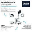GROHE - Pack mitigeur mécanique Start Loop + Douchette 2 jets Vitalio Start 110 + Flexible1750 mm et support - vignette