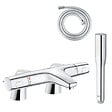 GROHE - Pack mitigeur thermostatique Trend avec colonnettes + Douchette 1 jet Vitalio Get Stick + Flexible 1750 mm - vignette