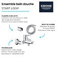 GROHE - Pack mitigeur mécanique bain douche Start Loop chromé + Flexible dche VitalioFlex Comfort 1750 et support - vignette