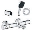 GROHE - Pack mitigeur thermostatique Grotherm 800 + Douchette 2 jets Vitalio Comfort 110 + Flexible1750 mm et support - vignette